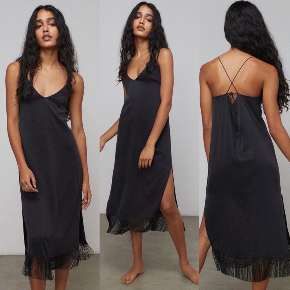 Lunya Washable Silk Fringe Slip Dress